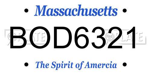 BOD6321 Massachusetts License Plate