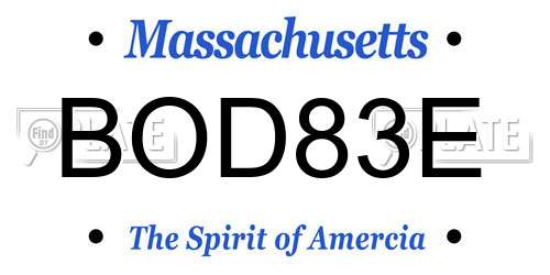 BOD83E Massachusetts License Plate