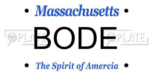 BODE Massachusetts License Plate