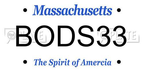 BODS33 Massachusetts License Plate