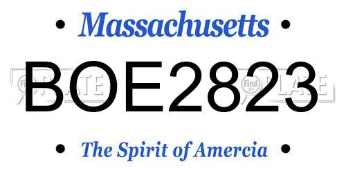 BOE2823 Massachusetts License Plate