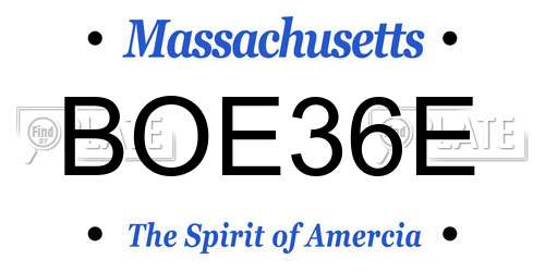 BOE36E Massachusetts License Plate