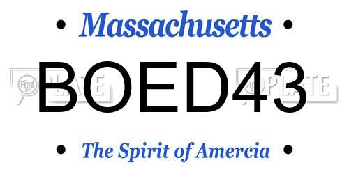 BOED43 Massachusetts License Plate
