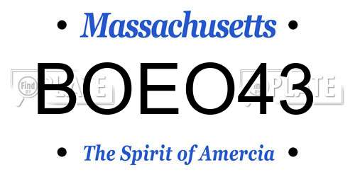 BOEO43 Massachusetts License Plate