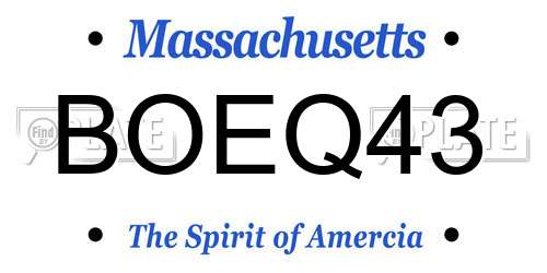 BOEQ43 Massachusetts License Plate