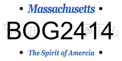BOG2414 Massachusetts License Plate