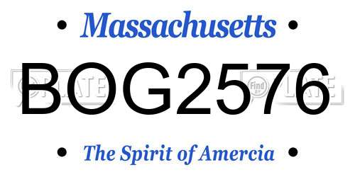 BOG2576 Massachusetts License Plate