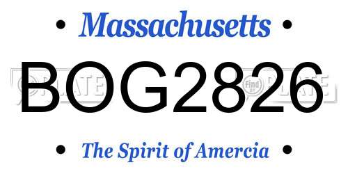 BOG2826 Massachusetts License Plate