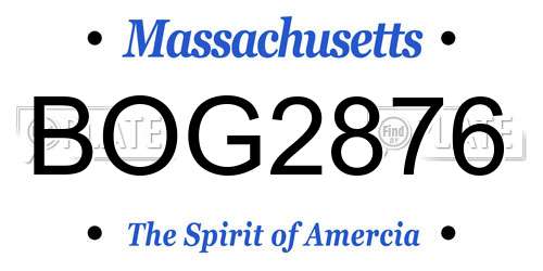 BOG2876 Massachusetts License Plate