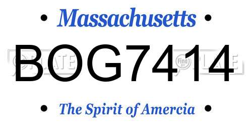BOG7414 Massachusetts License Plate