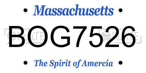 BOG7526 Massachusetts License Plate
