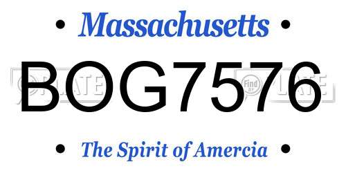BOG7576 Massachusetts License Plate