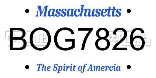 BOG7826 Massachusetts License Plate