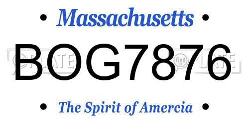 BOG7876 Massachusetts License Plate