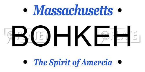 BOHKEH Massachusetts License Plate