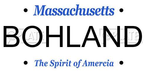 BOHLAND Massachusetts License Plate