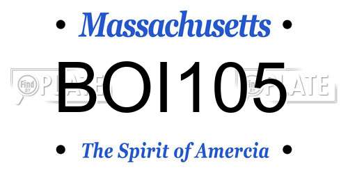 BOI105 Massachusetts License Plate