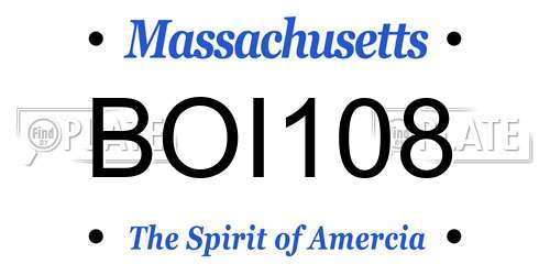 BOI108 Massachusetts License Plate
