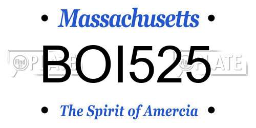 BOI525 Massachusetts License Plate