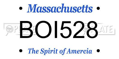 BOI528 Massachusetts License Plate