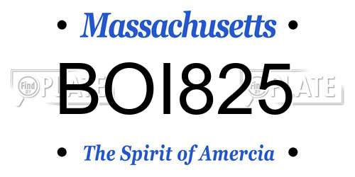 BOI825 Massachusetts License Plate