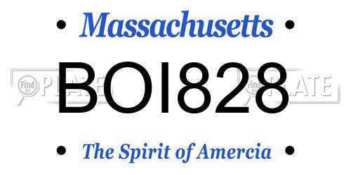 BOI828 Massachusetts License Plate