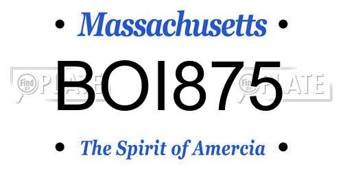 BOI875 Massachusetts License Plate