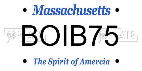 BOIB75 Massachusetts License Plate