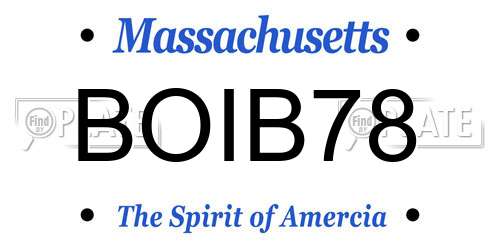BOIB78 Massachusetts License Plate