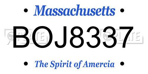 BOJ8337 Massachusetts License Plate
