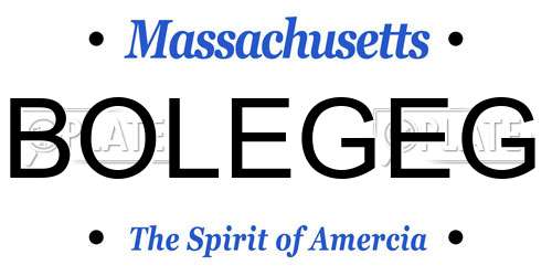 BOLEGEG Massachusetts License Plate