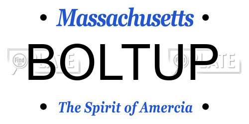 BOLTUP Massachusetts License Plate