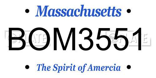 BOM3551 Massachusetts License Plate