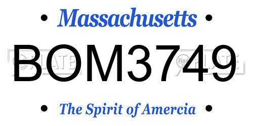 BOM3749 Massachusetts License Plate