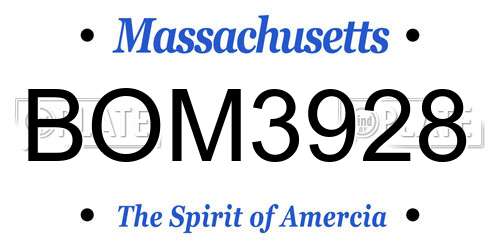 BOM3928 Massachusetts License Plate