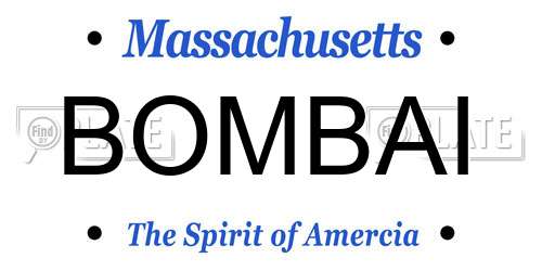 BOMBAI Massachusetts License Plate