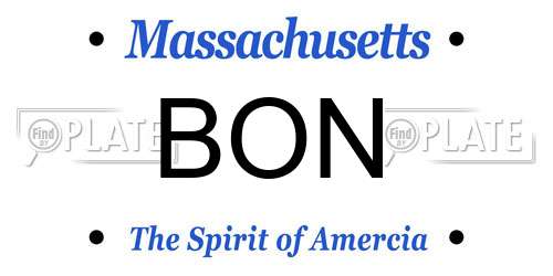 BON Massachusetts License Plate