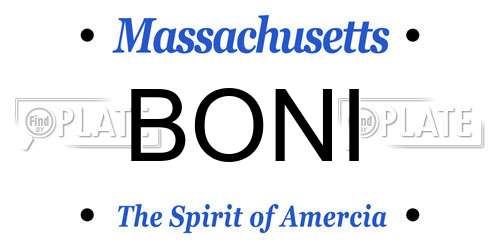 BONI Massachusetts License Plate