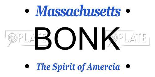 BONK Massachusetts License Plate