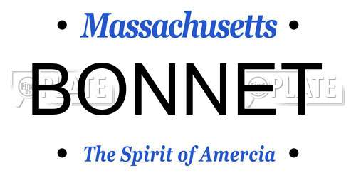 BONNET Massachusetts License Plate