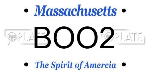 BOO2 Massachusetts License Plate
