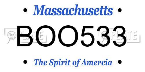 BOO533 Massachusetts License Plate