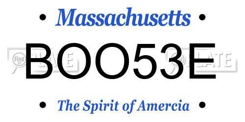BOO53E Massachusetts License Plate