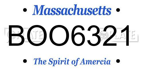 BOO6321 Massachusetts License Plate