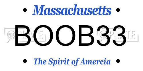 BOOB33 Massachusetts License Plate