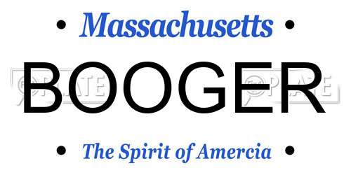 BOOGER Massachusetts License Plate
