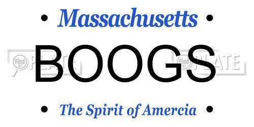 BOOGS Massachusetts License Plate