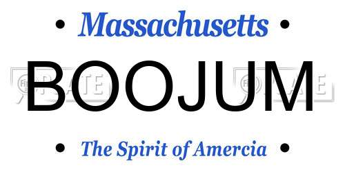 BOOJUM Massachusetts License Plate