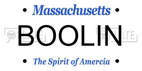 BOOLIN Massachusetts License Plate