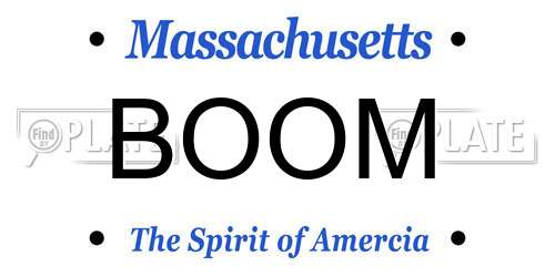 BOOM Massachusetts License Plate